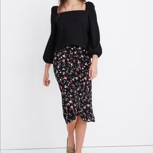 Madewell Crepe Square-Neck Puff-Sleeve Top